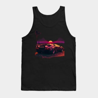 Lamborghini Countach 1974 synthwave sunset Tank Top